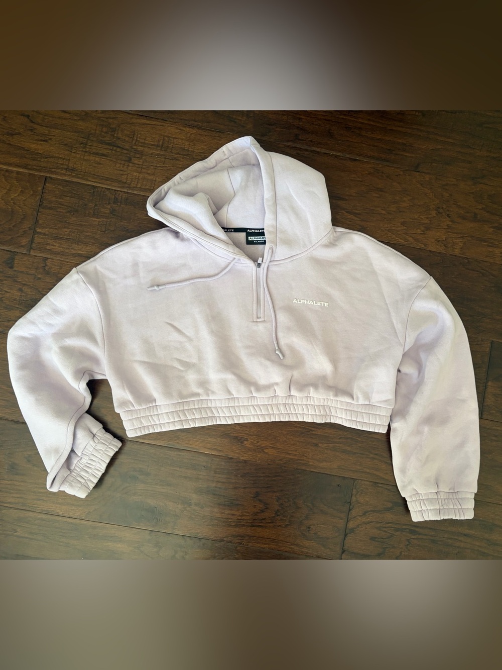 Alphalete Cropped Half-Zip Hoodie in Lavender